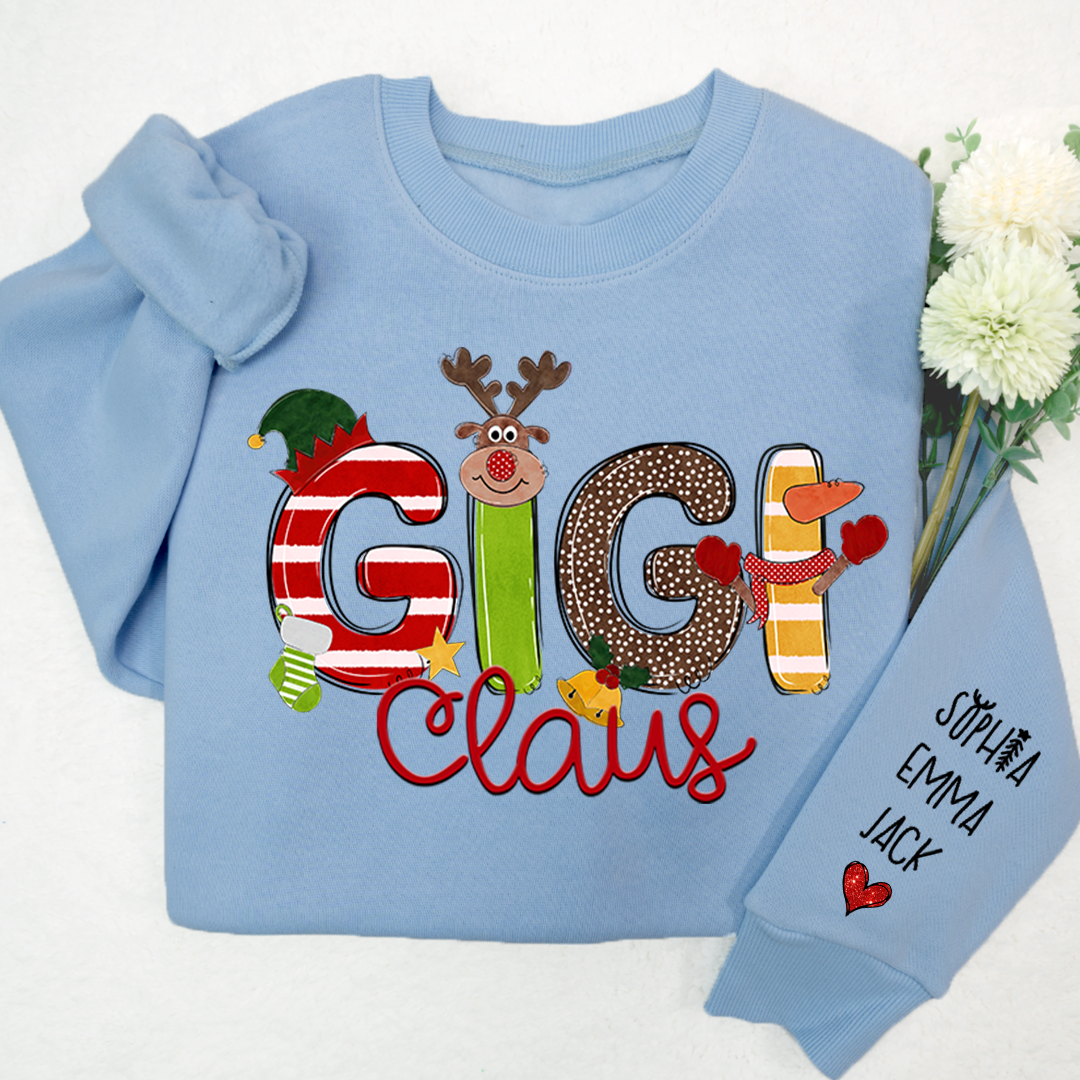 Lofaris Custom Gigi Claus And Grandkids Christmas Sweatshirt