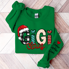 Lofaris Custom Gigi Claus Christmas Grandkid Name Sweatshirt