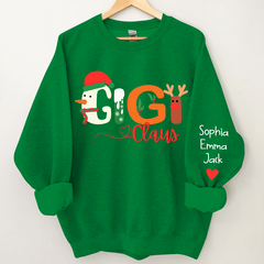 Lofaris Custom Gigi Claus Grandkids Christmas Sweatshirt