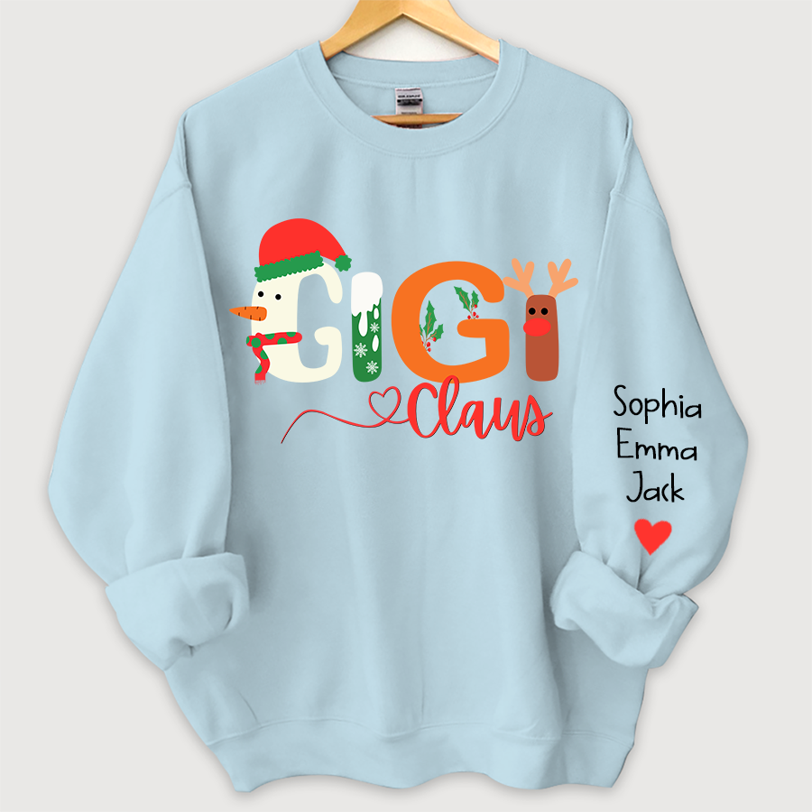 Lofaris Custom Gigi Claus Grandkids Christmas Sweatshirt