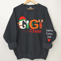 Lofaris Custom Gigi Claus Grandkids Christmas Sweatshirt
