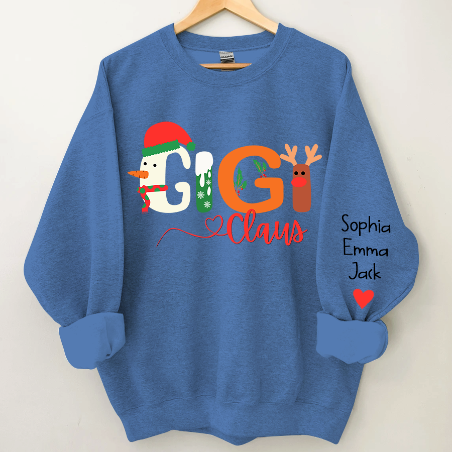 Lofaris Custom Gigi Claus Grandkids Christmas Sweatshirt