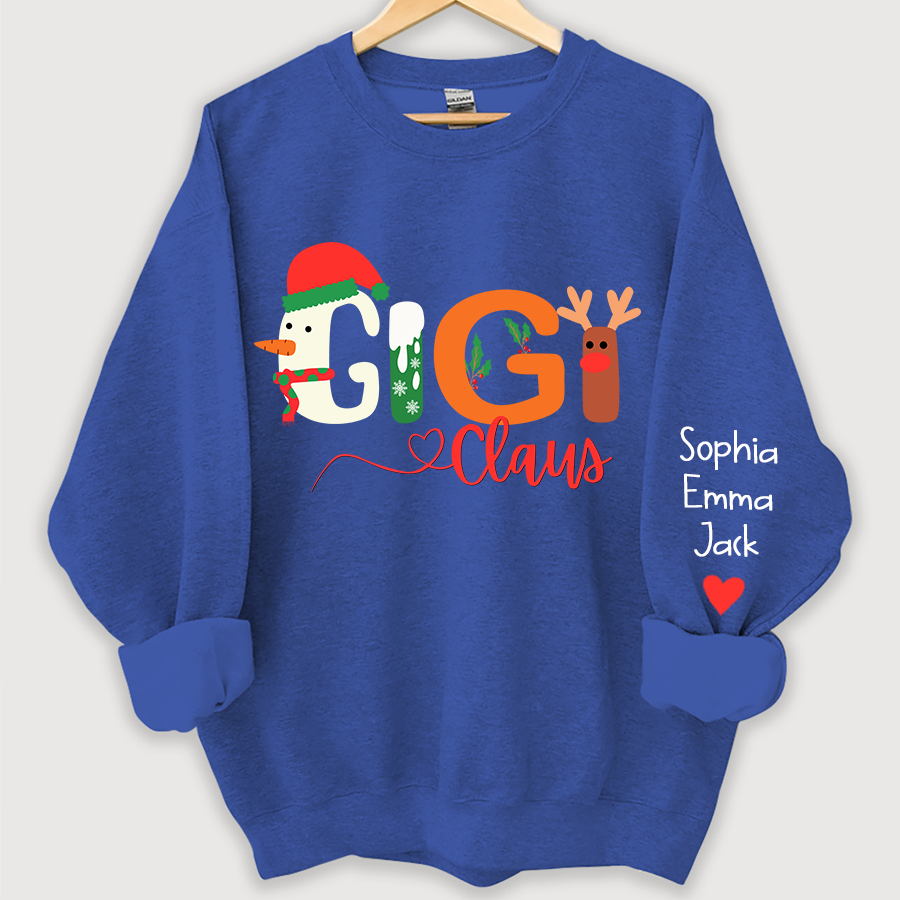 Lofaris Custom Gigi Claus Grandkids Christmas Sweatshirt