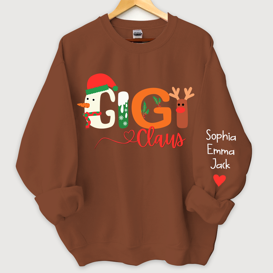 Lofaris Custom Gigi Claus Grandkids Christmas Sweatshirt