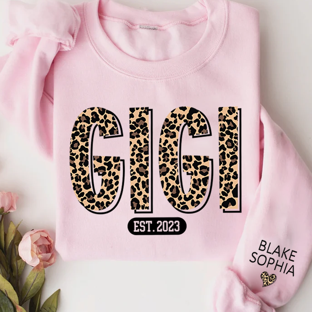 Lofaris Custom Gigi Est And Grandkid Leopard Sweatshirt