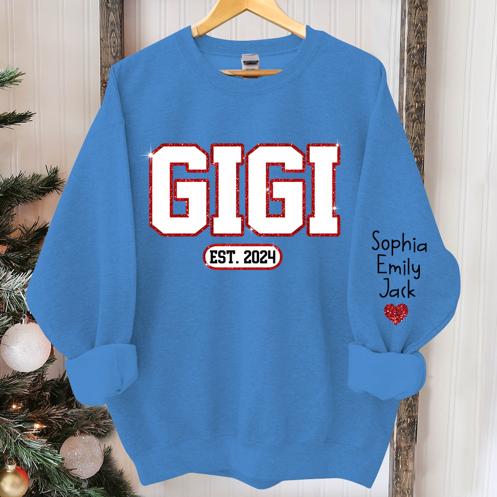 Lofaris Custom Gigi Glitter And Kids Merry Christmas Sweatshirt