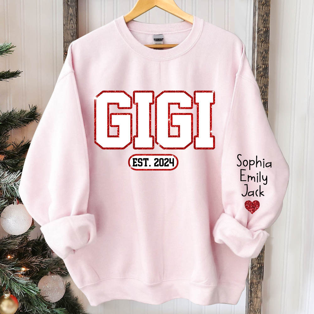 Lofaris Custom Gigi Glitter And Kids Merry Christmas Sweatshirt