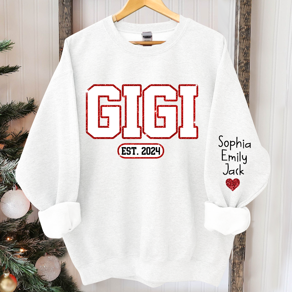 Lofaris Custom Gigi Glitter And Kids Merry Christmas Sweatshirt