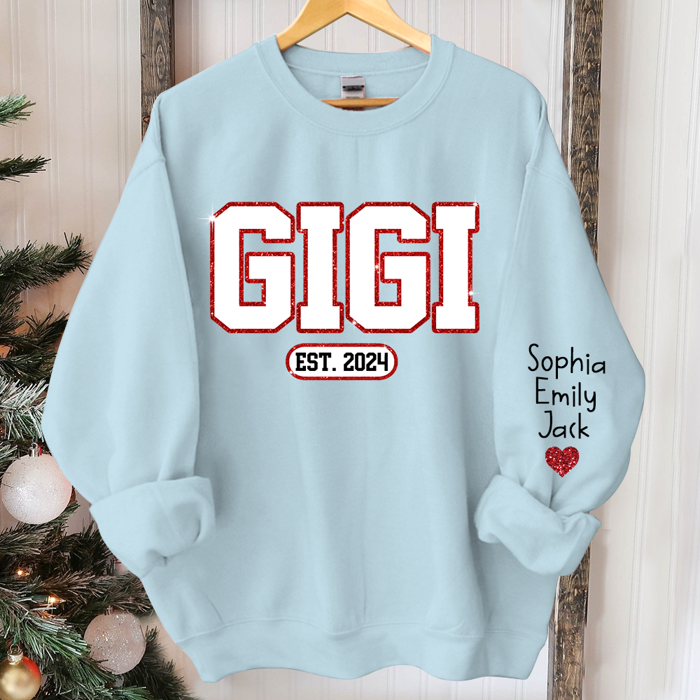 Lofaris Custom Gigi Glitter And Kids Merry Christmas Sweatshirt