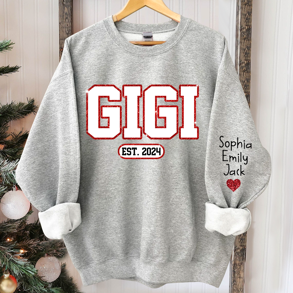 Lofaris Custom Gigi Glitter And Kids Merry Christmas Sweatshirt