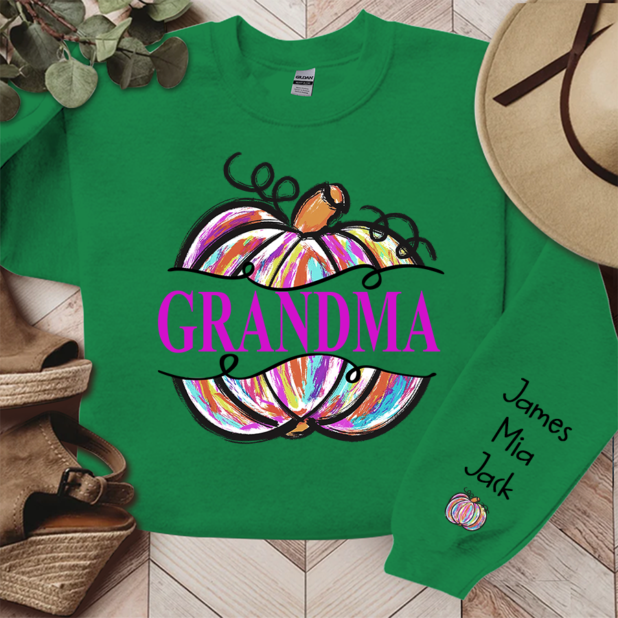 Lofaris Custom Gigi Grandma Paint Pumpkin Fall Sweatshirt