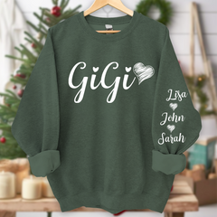 Lofaris Custom Gigi Heart With Grandkids Name Sweatshirt