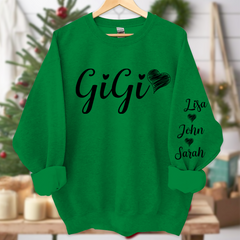 Lofaris Custom Gigi Heart With Grandkids Name Sweatshirt