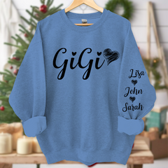 Lofaris Custom Gigi Heart With Grandkids Name Sweatshirt
