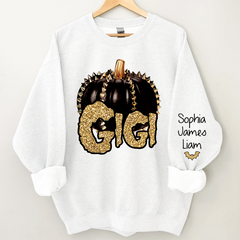 Lofaris Custom Gigi Pumpkin Glitter Kids Halloween Sweatshirt