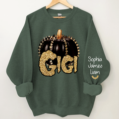 Lofaris Custom Gigi Pumpkin Glitter Kids Halloween Sweatshirt
