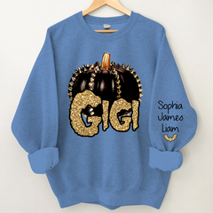 Lofaris Custom Gigi Pumpkin Glitter Kids Halloween Sweatshirt