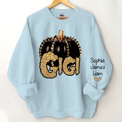 Lofaris Custom Gigi Pumpkin Glitter Kids Halloween Sweatshirt