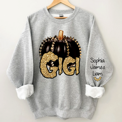 Lofaris Custom Gigi Pumpkin Glitter Kids Halloween Sweatshirt