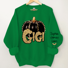 Lofaris Custom Gigi Pumpkin Glitter Kids Halloween Sweatshirt