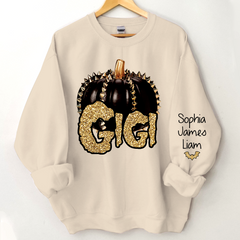 Lofaris Custom Gigi Pumpkin Glitter Kids Halloween Sweatshirt