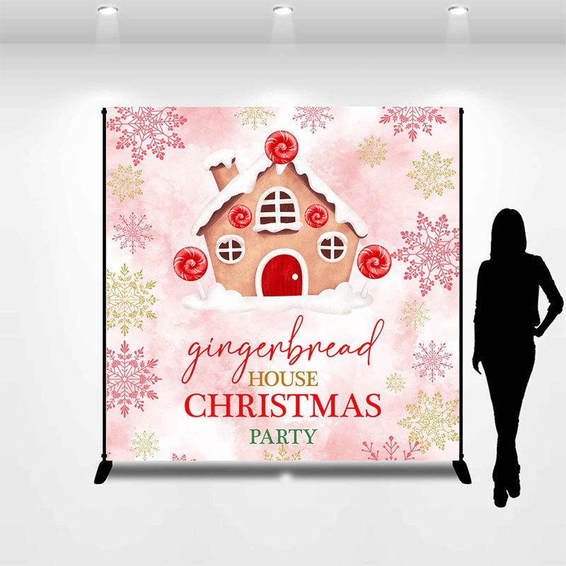 Lofaris Custom Gingerbread House Snowy Christmas Backdrop