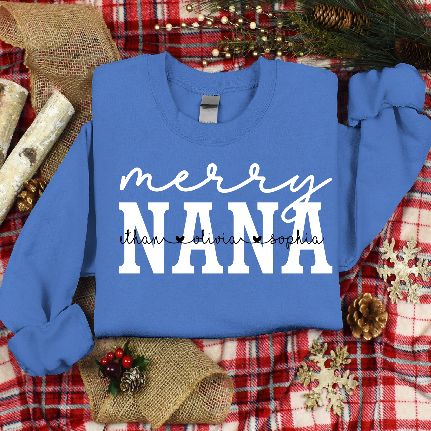 Lofaris Custom Give Nana And Kids Merry Christmas Sweatshirt