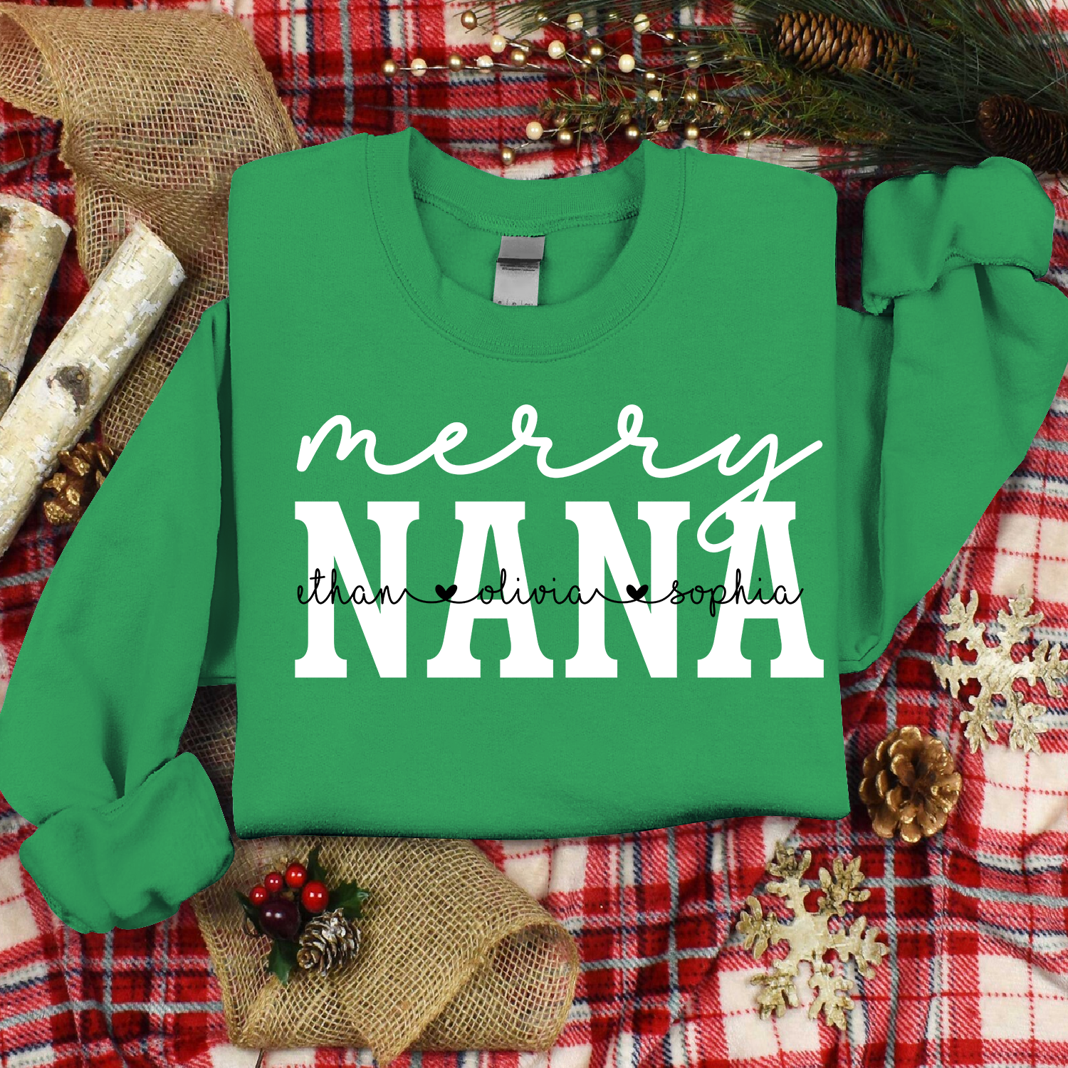 Lofaris Custom Give Nana And Kids Merry Christmas Sweatshirt