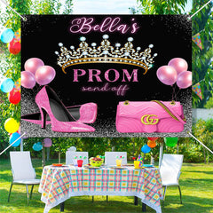 Lofaris Custom Glitter Crown Heel Prom Send Off Backdrop