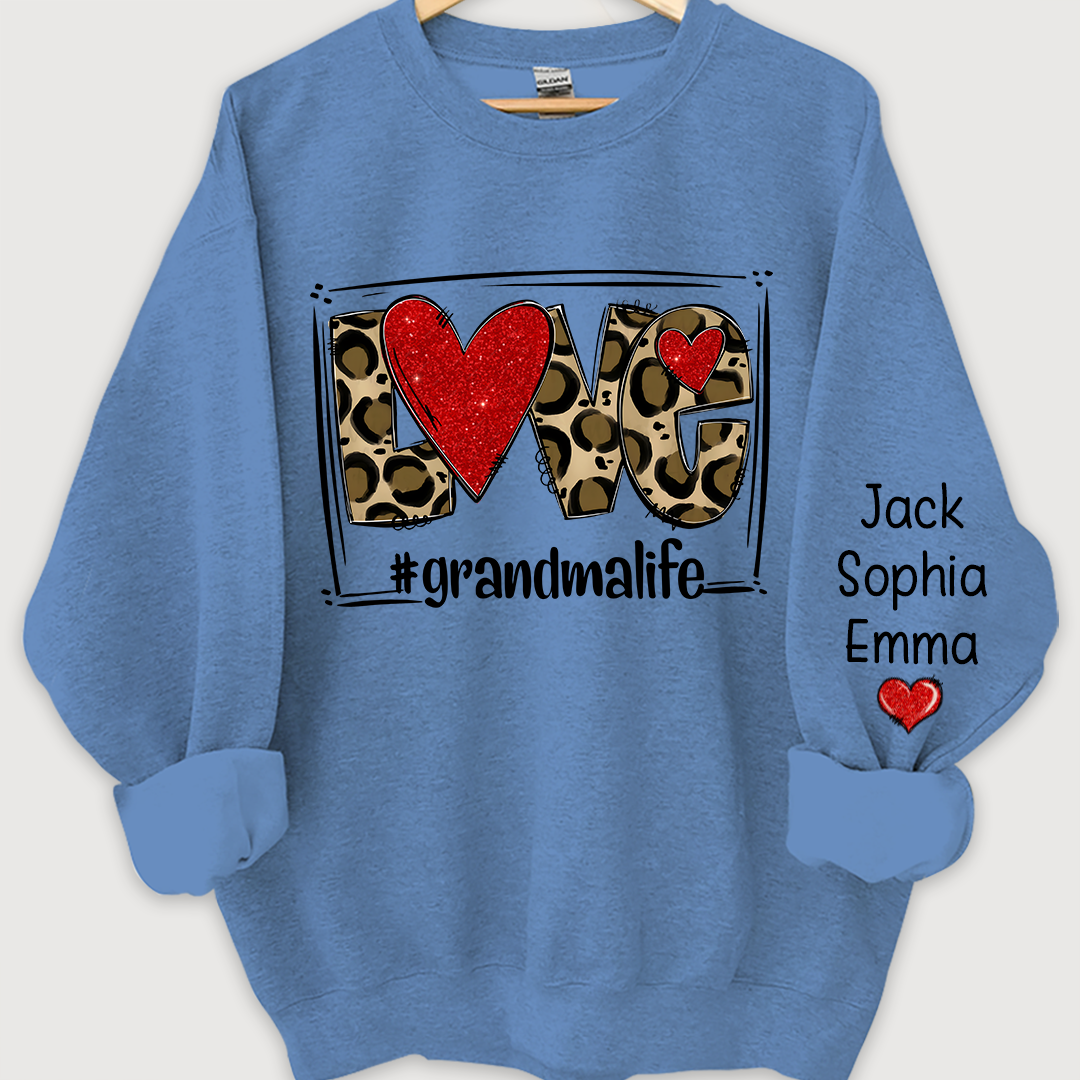 Lofaris Custom Glitter Love Grandmalife Leopard Sweatshirt