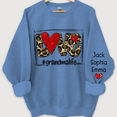 Lofaris Custom Glitter Love Grandmalife Leopard Sweatshirt