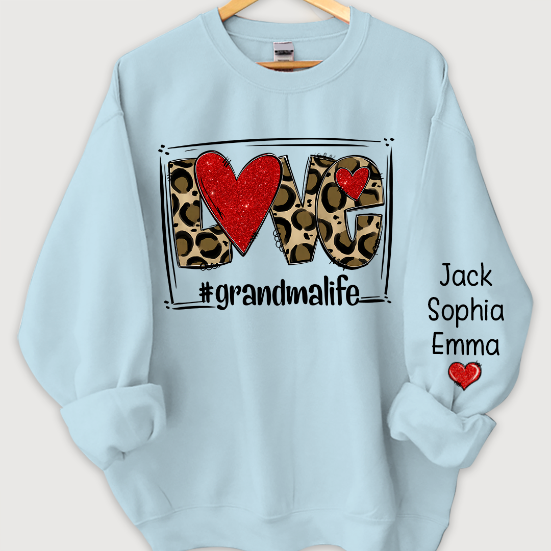 Lofaris Custom Glitter Love Grandmalife Leopard Sweatshirt