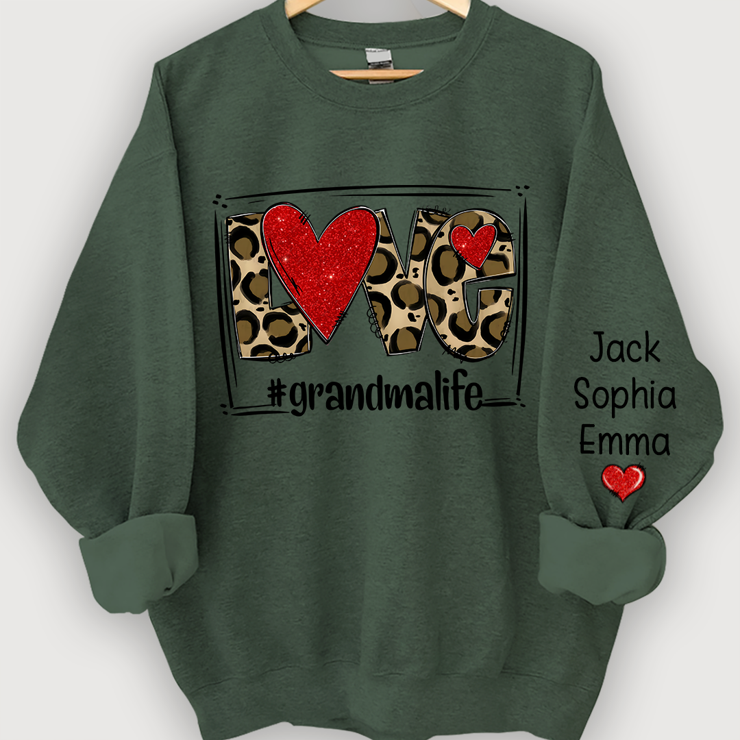 Lofaris Custom Glitter Love Grandmalife Leopard Sweatshirt