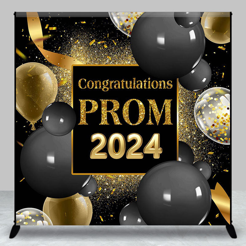 Lofaris Custom Gold Black Prom 2024 Graduation Backdrop