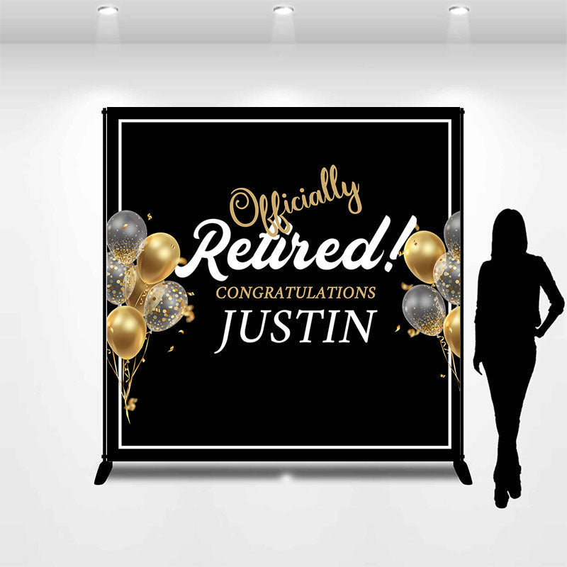 Lofaris Custom Gold Black Retirement Celebration Party Backdrop