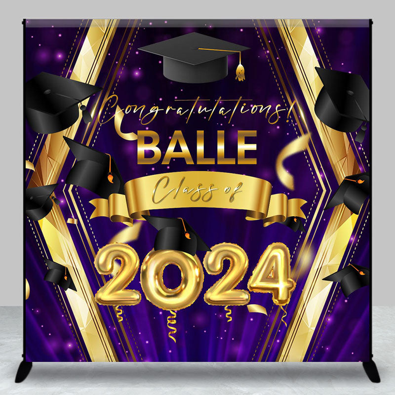 Lofaris Custom Gold Purple Congratulation 2024 Grad Backdrop
