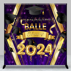 Lofaris Custom Gold Purple Congratulation 2024 Grad Backdrop