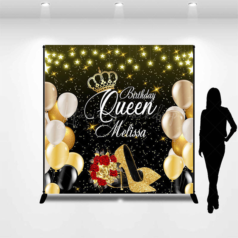 Lofaris Custom Gold Star High Heel Queen Birthday Backdrop