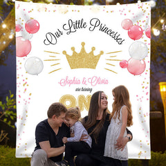 Lofaris Custom Gold Twins Little Princess 1st Birthday Backdrop