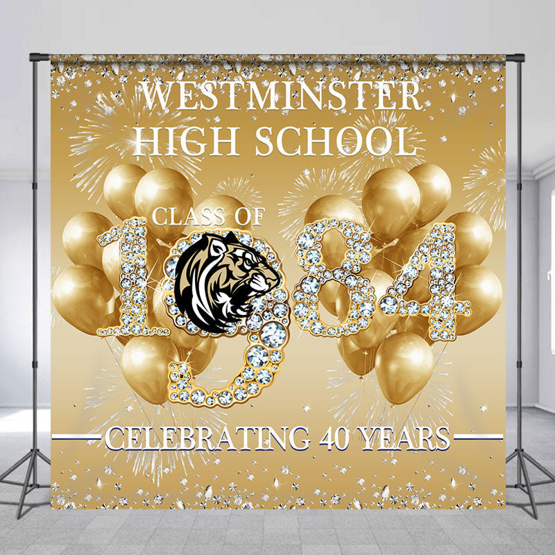 Lofaris Custom Golden Balloon Diamond Class Reunion Backdrop