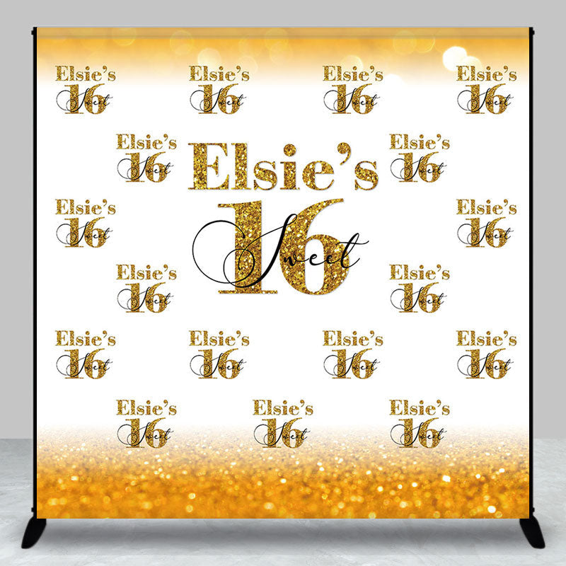 Lofaris Custom Golden Bokeh Repeat 16th Birthday Backdrop