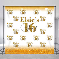 Lofaris Custom Golden Bokeh Repeat 16th Birthday Backdrop
