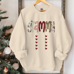 Lofaris Custom Grammy Mom Heart Kids Christmas Sweatshirt