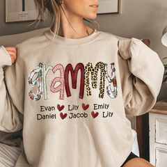 Lofaris Custom Grammy Mom Heart Kids Christmas Sweatshirt