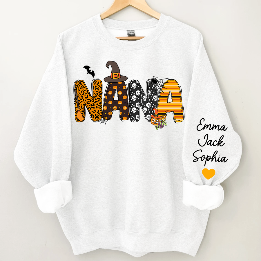 Lofaris Custom Grandkids Nana Font Halloween Sweatshirt