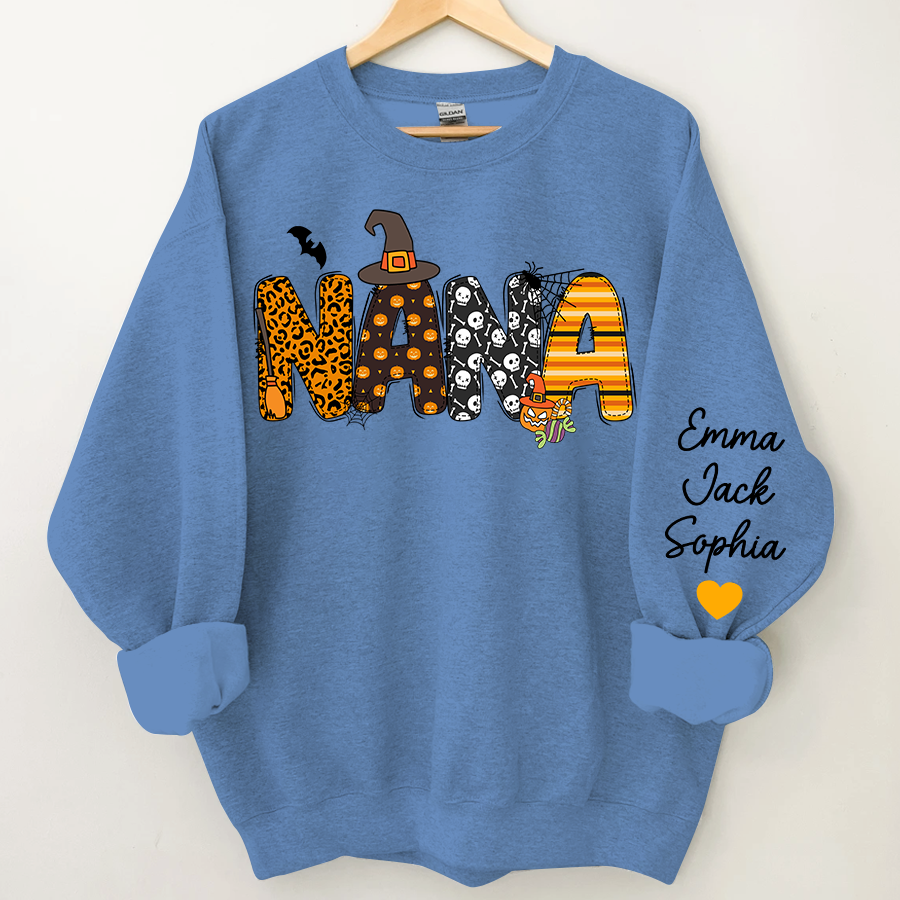 Lofaris Custom Grandkids Nana Font Halloween Sweatshirt