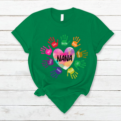 Lofaris Custom Grandma And Kids Heart Colorful Hands T - Shirt