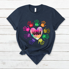 Lofaris Custom Grandma And Kids Heart Colorful Hands T - Shirt