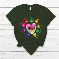 Lofaris Custom Grandma And Kids Heart Colorful Hands T - Shirt