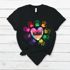 Lofaris Custom Grandma And Kids Heart Colorful Hands T - Shirt